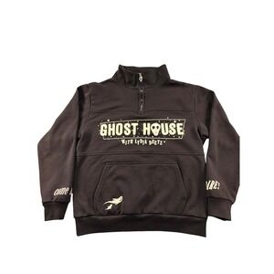 Cakeworthy Beetlejuice Ghost House Lydia Deetz Quarter Zip Pullover Black Small